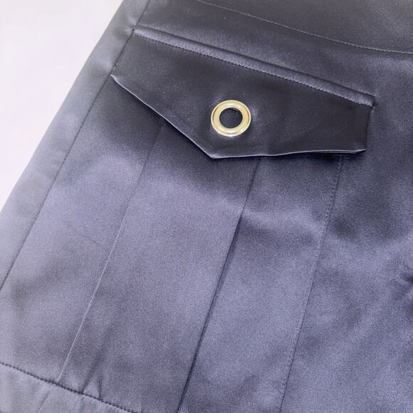 Womens ZARA Shorts Trafaluc Collection Silky Satin Navy Blue Sz Sm Romantic Goth - Picture 2 of 10